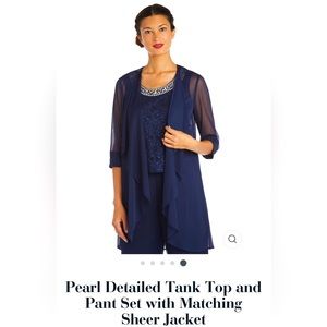 R&M Richards Navy 3 pc Formal Pantsuit 20W